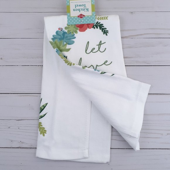 Dual Purpose Kitchen Towel Flower Wreath Let Love Grow - Picture 2 of 3